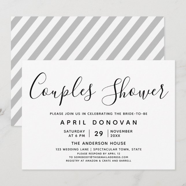 Elegant Typography Couples Shower Invitation (Front/Back)