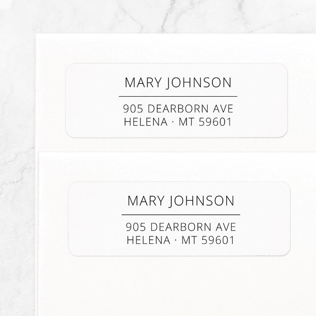 Elegant Typography Custom Return Address 06. Label (Simple, basic return address label features modern clean sans serif typeface with fine line.)