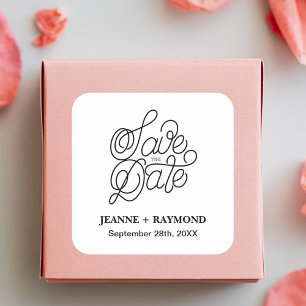 Elegant Typography Custom Wedding Save the Date Square Sticker