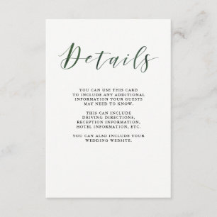 Elegant Typography   Deep Green Guest Details Enclosure Card