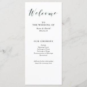Elegant Typography   Deep Green Wedding Program