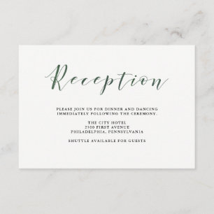 Elegant Typography   Deep Green Wedding Reception Enclosure Card