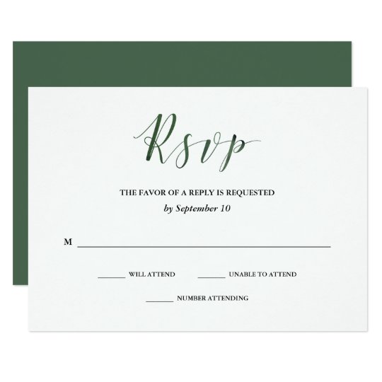 Elegant Typography | Deep Green Wedding RSVP Card