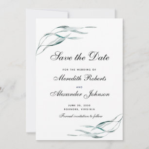 Elegant Typography Eucalyptus Leaves Wedding Save The Date