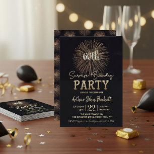 Elegant Typography Fireworks Surprise Birthday Invitation