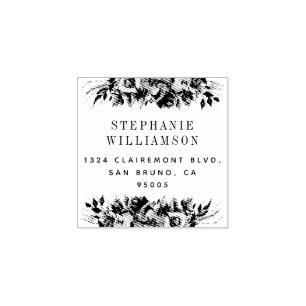 Elegant Typography Floral Return Address Rubber Stamp