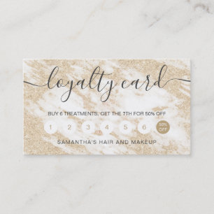 elegant typography gold glitter white marble loyalty card
