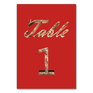 Elegant Typography Gold Table Card Number 1