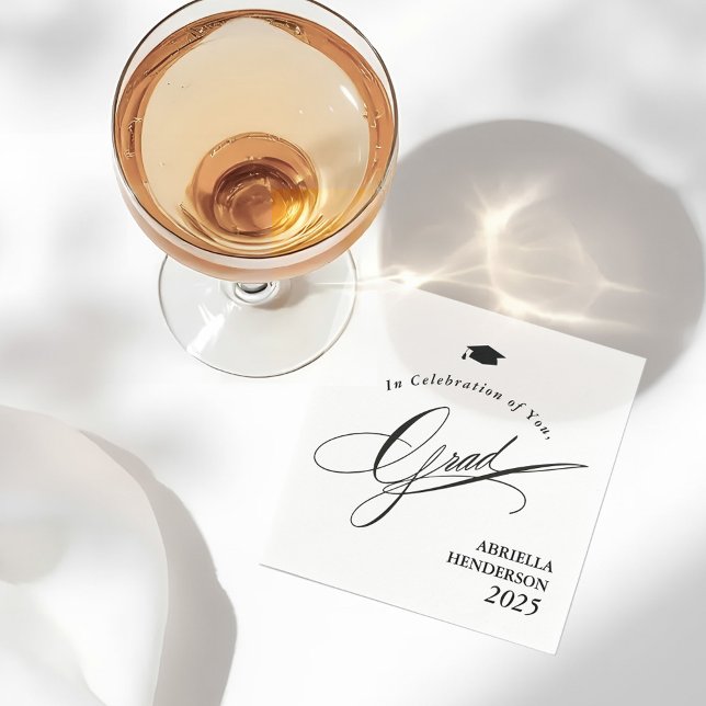 Elegant Typography Graduation Customizable Napkin (Elegant Graduation PArty Cocktail Napkins)