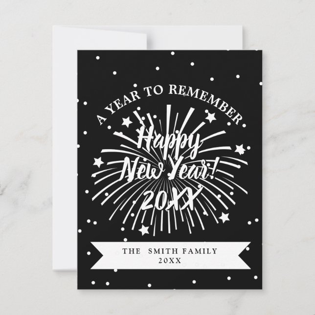 Elegant typography Happy New Year 2024 family card (Front)