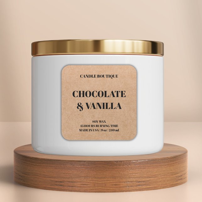 elegant typography kraft brown candle label (Creator Uploaded)