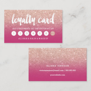 elegant typography magenta rose gold loyalty card