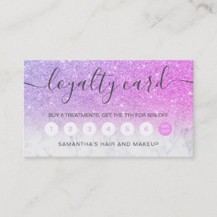 elegant typography marble chic pink glitter ombre loyalty card