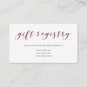 Elegant Typography Marsala Gift Registry Insert