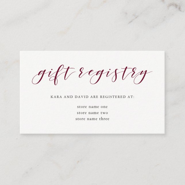 Elegant Typography | Marsala Gift Registry Insert (Front)