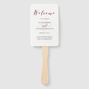 Elegant Typography Marsala Wedding Hand Fan