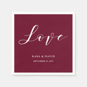 Elegant Typography   Marsala Wedding Love Napkin