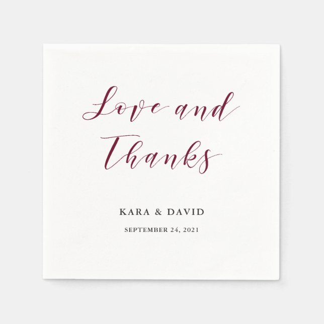 Elegant Typography | Marsala Wedding Napkin (Front)