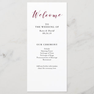 Elegant Typography Marsala Wedding Program