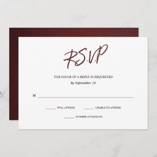 Elegant Typography   Marsala Wedding RSVP Card