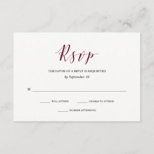 Elegant Typography   Marsala Wedding RSVP Card