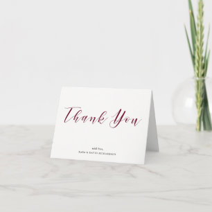 Elegant Typography Marsala Wedding Thank You Card