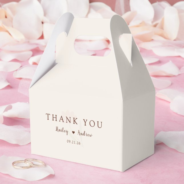 Elegant Typography Minimal Floral Wedding Favor Box (Wedding)