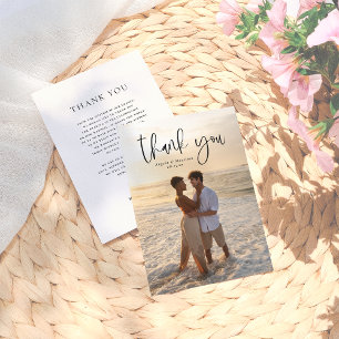 Elegant Typography Minimal Photo Wedding Thank You Card