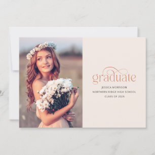 Elegant Typography Minimalist 1-Photo Graduation Invitation
