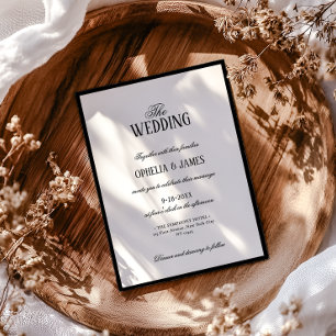 Elegant Typography Modern Black & White Wedding Invitation
