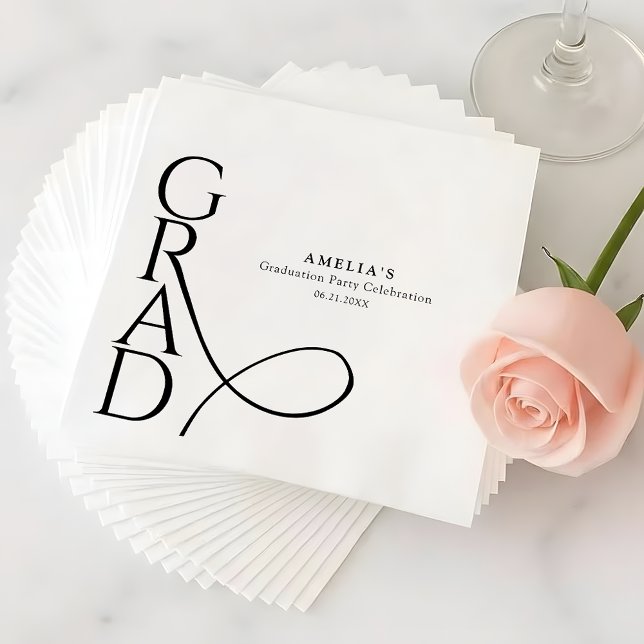Elegant Typography Modern Grad Party Napkin (Creator Uploaded)