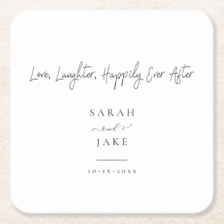 Elegant Typography: Modern"Love wedding napkins Square Paper Coaster