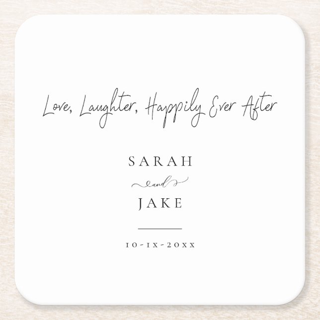 Elegant Typography: Modern"Love wedding napkins Square Paper Coaster (Front)