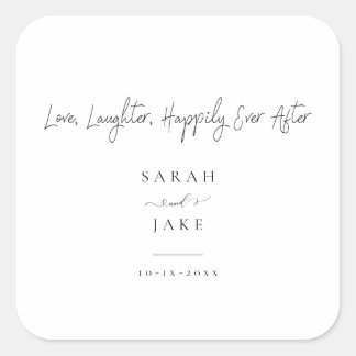 Elegant Typography: Modern"Love wedding napkins Square Sticker