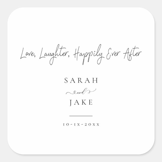 Elegant Typography: Modern"Love wedding napkins Square Sticker (Front)