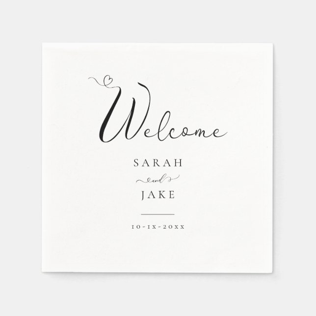 Elegant Typography: Modern WELCOME wedding napkins (Front)