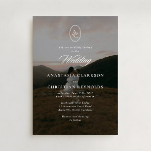 Elegant typography mountain one photo invitation