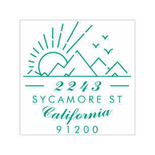 Elegant Typography Mountain Sunset Return Address Self-inking Stamp