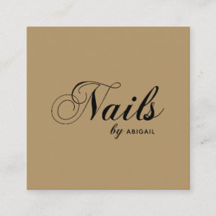 Elegant Typography Nails By "Name" QR Code Gold Square Business Card