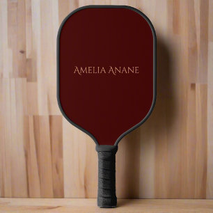 Elegant Typography Name Feminine Dark Red & Pink  Pickleball Paddle