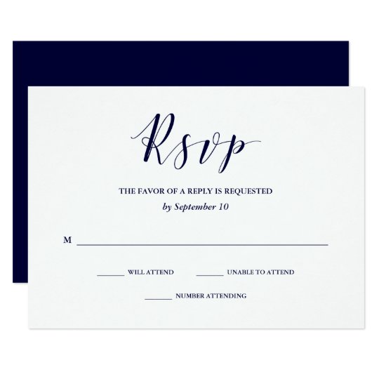 Elegant Typography | Navy Blue Wedding RSVP Card