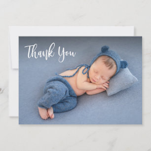 Elegant Typography Newborn Baby Photo Thank You Card