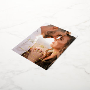Elegant Typography Photo Save the Date Foil Invitation Postcard