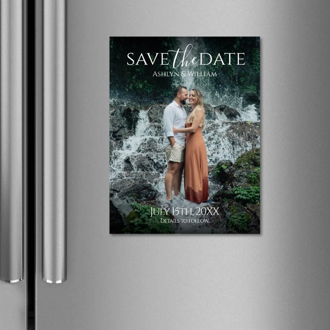 Elegant Typography Photo Save the Date Magnet Card (Creator Uploaded)