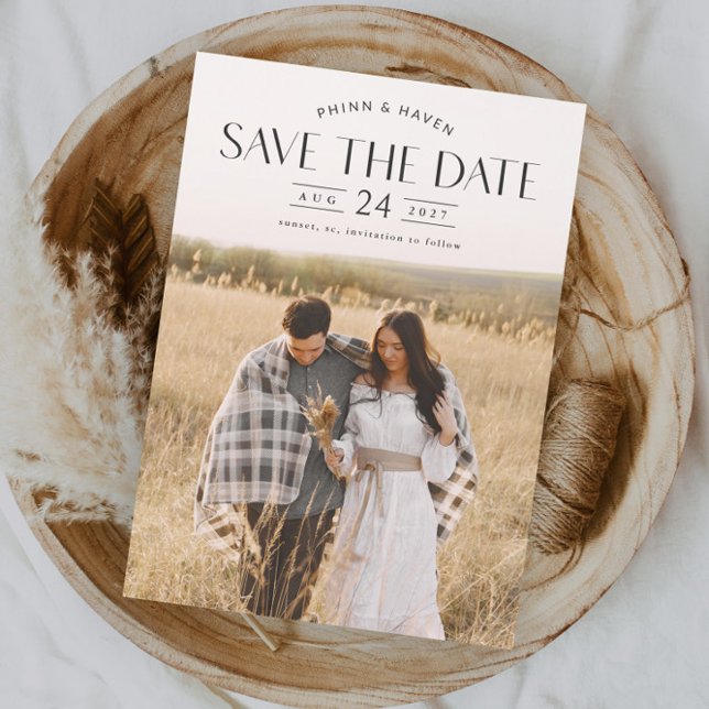 Elegant Typography Photo Wedding Save The Date (Elegant Typography Photo Wedding Save the Date Card.)