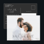 Elegant typography photo wedding save the date postcard<br><div class="desc">Elegant typography modern wedding landscape full bleed photo announcement postcard.</div>