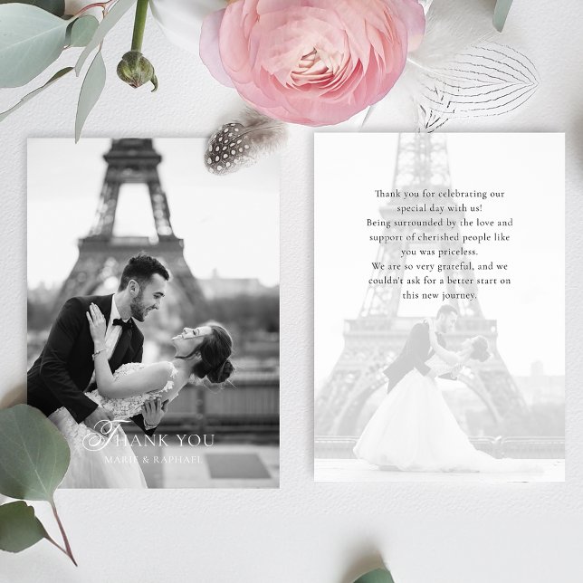 Elegant Typography Photo Wedding Thank You Card (Creator Uploaded)