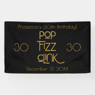 Elegant Typography Pop Fizz Clink Birthday Banner