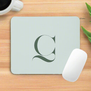 Elegant Typography Sage Green Monogram Initial  Mouse Pad