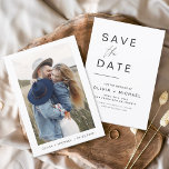 Elegant Typography Save the Date Photo Minimalist<br><div class="desc">Wedding Save the Date Cards that have a photo on the front. The Save the Date cards contain a modern hand lettered cursive script typography that are elegant,  simple and modern to use after you minimalist simple wedding day celebration.</div>